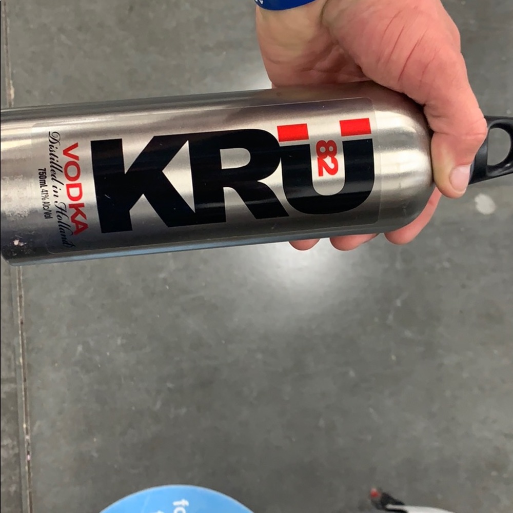Stainless Steel Kru 82 vodka bottle